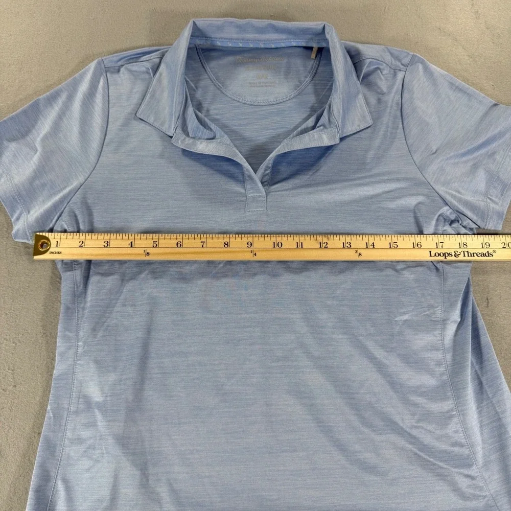 Tommy Bahama IslandZone Blue Heather Polo V-Neck Performance Golf Athleisure Top